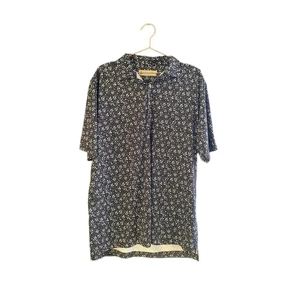 Donald Rose Sportswear Men's Gray Floral Print Button Up Polo Shirt Size M - Picture 1 of 5